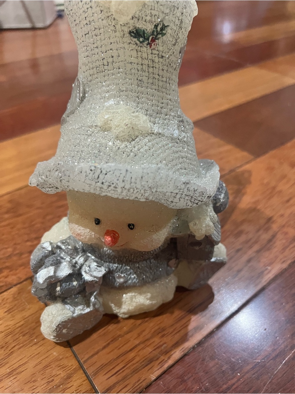 Molded vintage-style holiday sparkling Snowman Candle